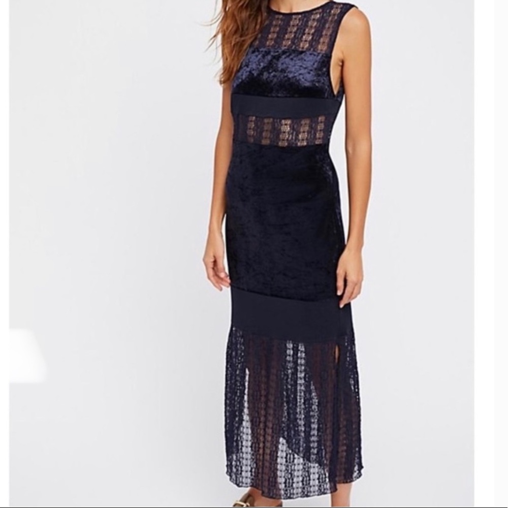 Free People Keep In Line Velvet Maxi Dress RARE NWOT